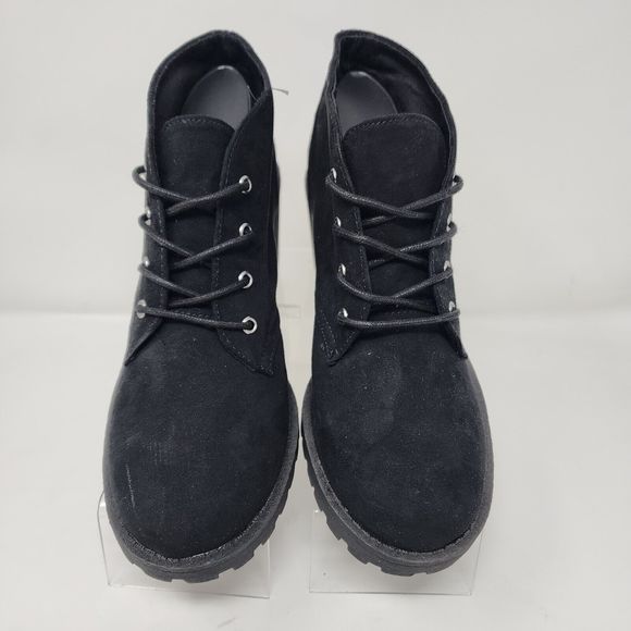 American Rag Booties Womens 6 Black Cushioned Reagan Suede Block Heel Boots - Picture 5 of 8